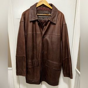 Vintage Timberland Men's Heavy Waterproof Cowhide Leather Brown Jacket